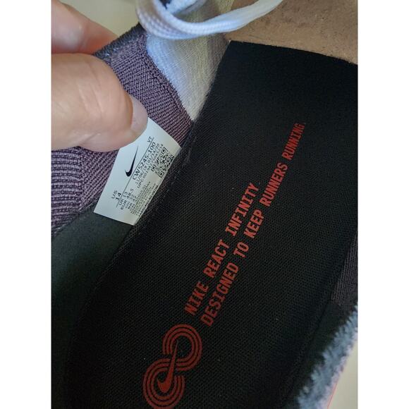 Men's Size 14 NIKE React Infinity Run FlyKnit White University Red EUC Shoe - Picture 9 of 11